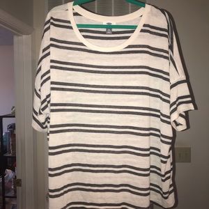 Plus size cream & grey top